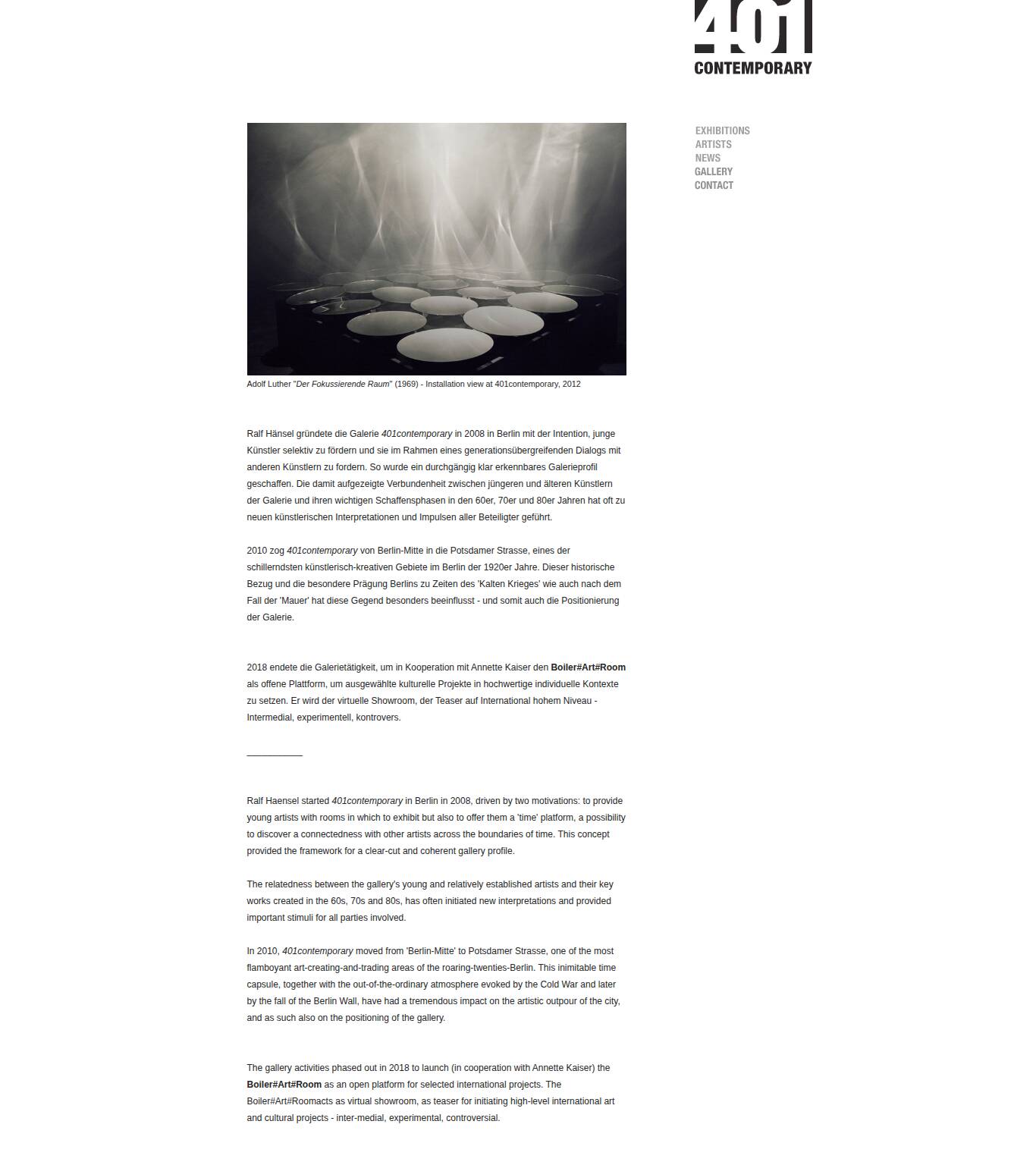 Large screenshot of 401contemporary