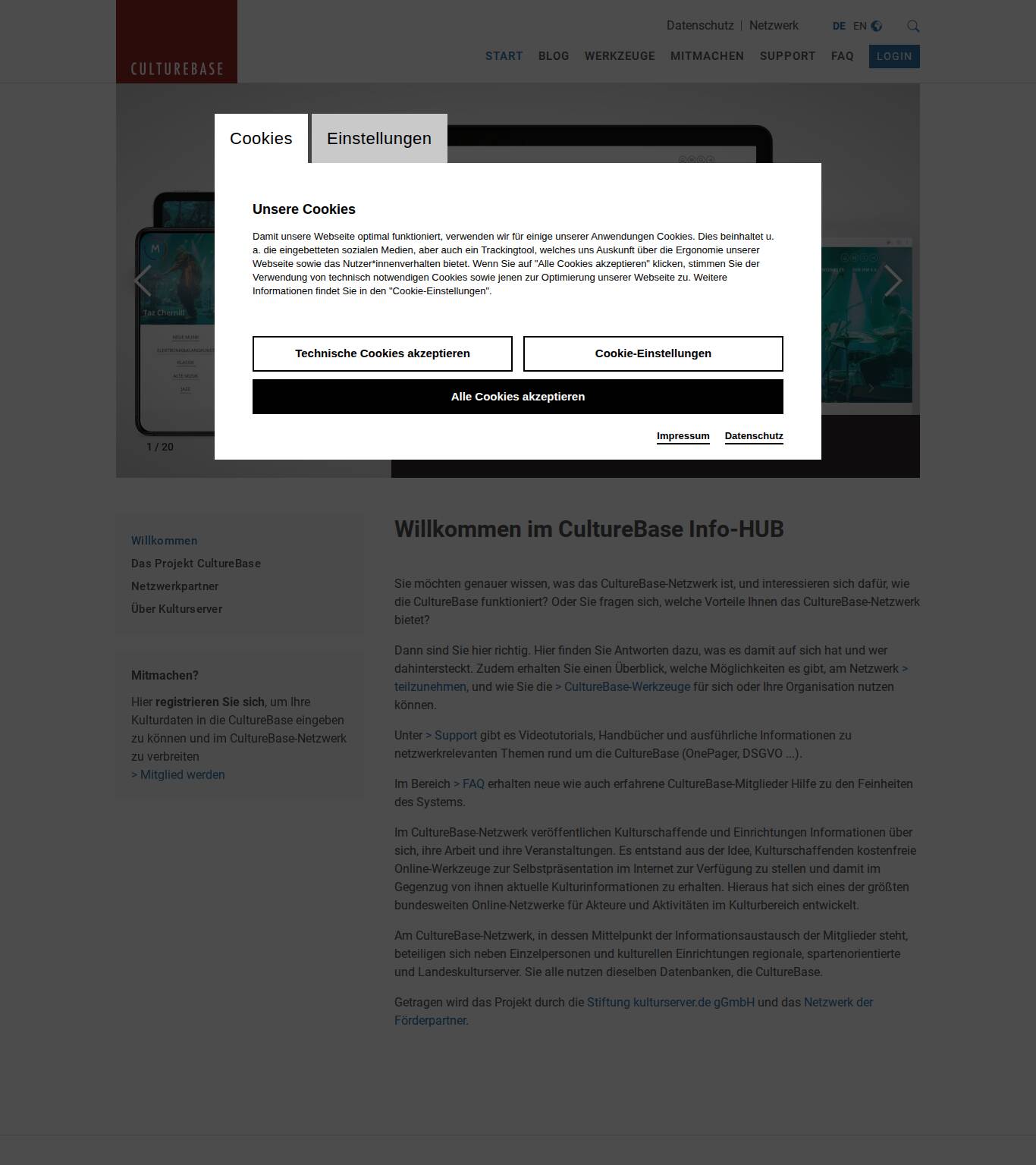 Large screenshot of Stiftung kulturserver gGmbH