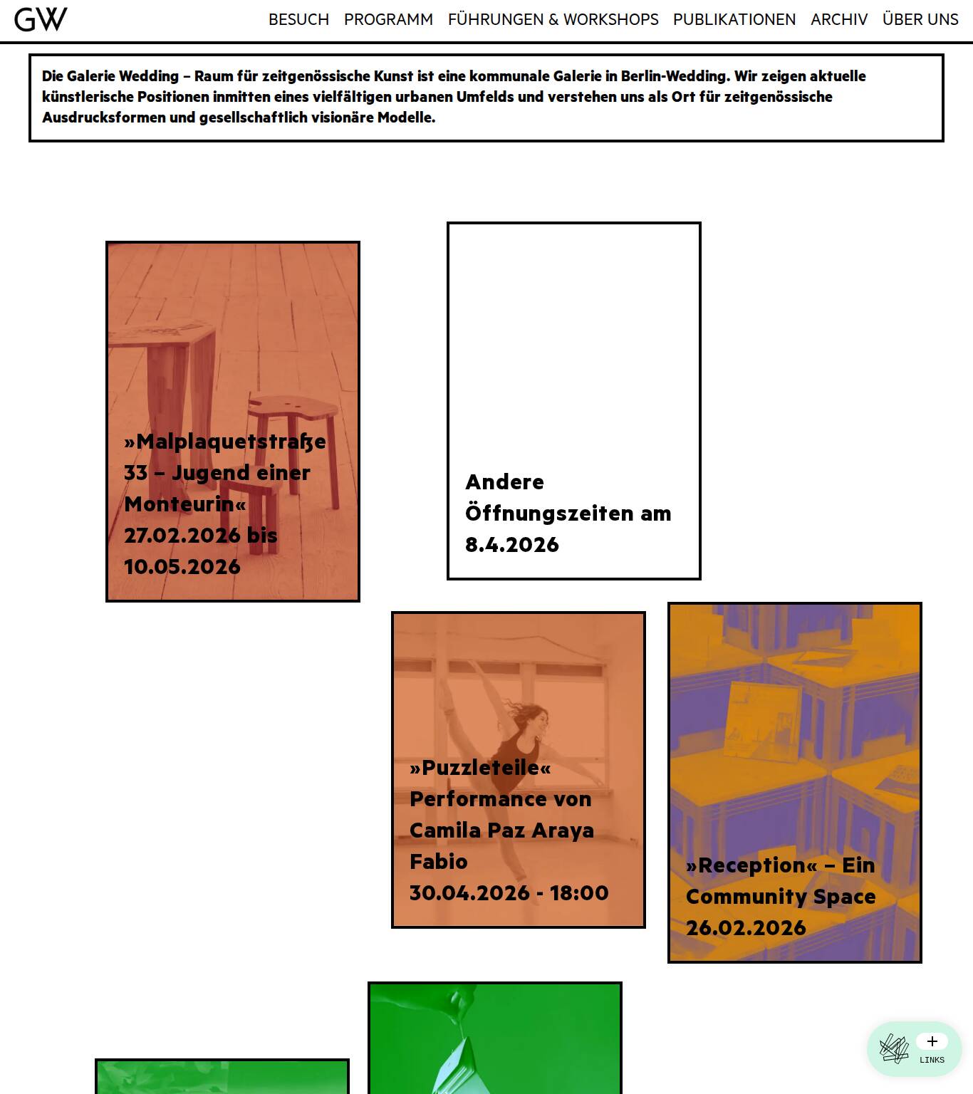 Large screenshot of Galerie Wedding - Raum für zeitgenössische Kunst